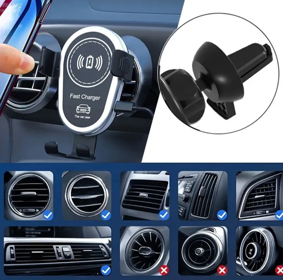 CARICABATTERIA CARICATORE AUTO WIFI WIRELESS SUPPORTO CELLULARE RICARICA VELOCE - Immagine 4 di 4