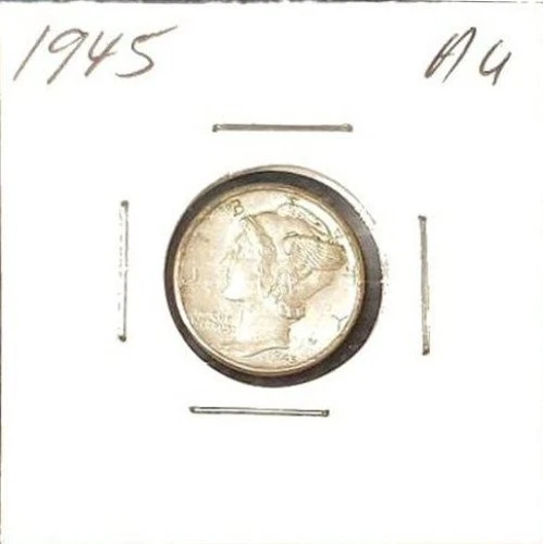 1945 Mercury Dime AU, ships postage free, 90% silver