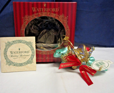 Waterford Mini CAROUSEL FROG Glass Christmas Ornament NWT + Box + Booklet 130768