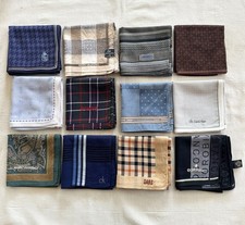 Lot of 12 VTG Handkerchief Cotton Check Houndstooth Paisley Pocket Square 18"