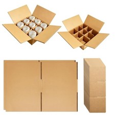 4 Sets Moving Boxes with Divider Kits, 12.5x12.5x4.5 Inches Glassware Dish Pa...