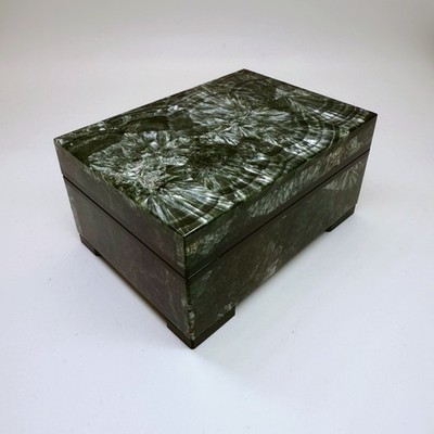 Vintage Seraphinite Jewelry Box - Ural Starburst Pattern - Handcrafted
