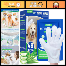 48 Pcs Pet Cleaning Gloves Wipes for Dogs  Deodorizing Grooming  Bathing Wipes