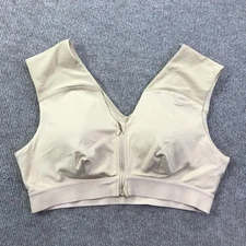 Tommie Copper Sports Bra Womens 2XL Beige Zip Front Shoulder Support