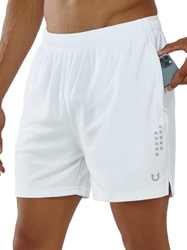 Men's 5"/7"/10" Athletic Basketball Shorts Workout Gym Medium 5 inch White - Picture 2 of 7