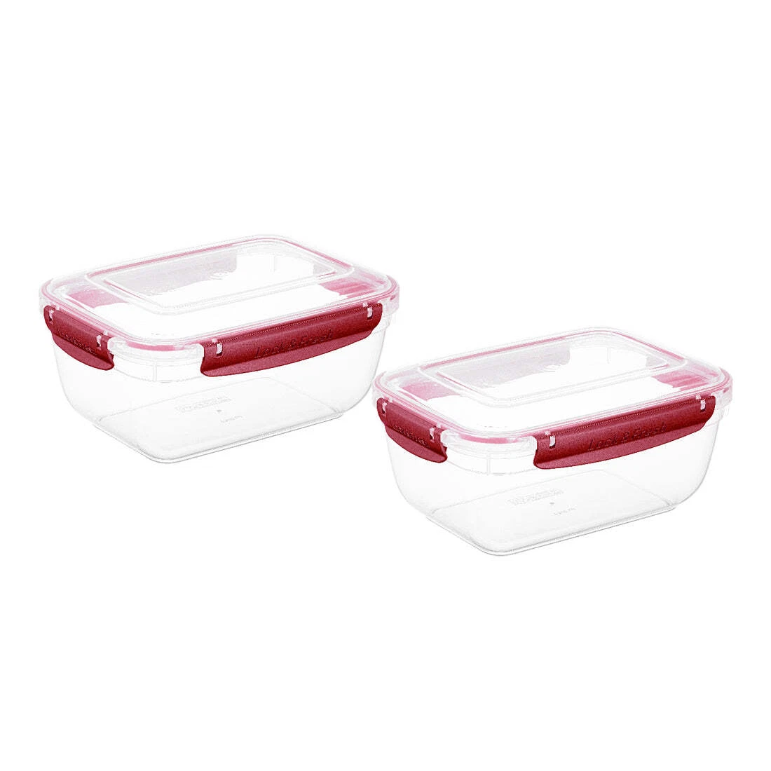 Superio Plastic Food Storage Containers, Airtight Lids, 80 oz., Red, 2 pack