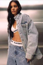 Playboy Diamante Oversized Denim Jacket Size 10
