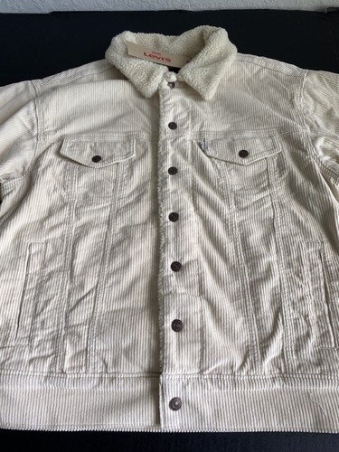 Levi’s Women’s Size Small S Corduroy Trucker Jacket Beige Sherpa Lined NEW - Picture 2 of 11
