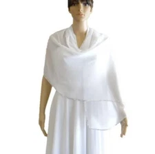 White Wrap Scarf With Sequin. Long Scarf. Sequin White Shawl. Handmade Scarf.