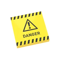 Danger Sign - Warning Sign - Custom Printed - Brick City - 2x2 Tile - MOC