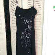 I.N. Studio Shimmer Flower Black Dress SzM EUC
