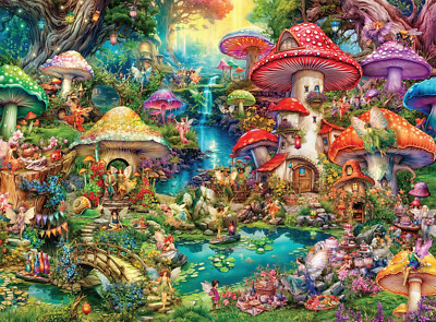 Aimee Stewart Merry Mushroom Village   1000-Piece Jigsaw Puzzle for Adults, 26.7