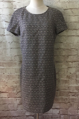 Vintage Benetton Shift Dress Tweed Geometric Acrylic Wool Poly Nylon LARGE Lined
