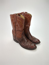 TONY LAMA Women's Sz US 5.5B GENUINE LIZARD Brown Leather Boots Model 6458