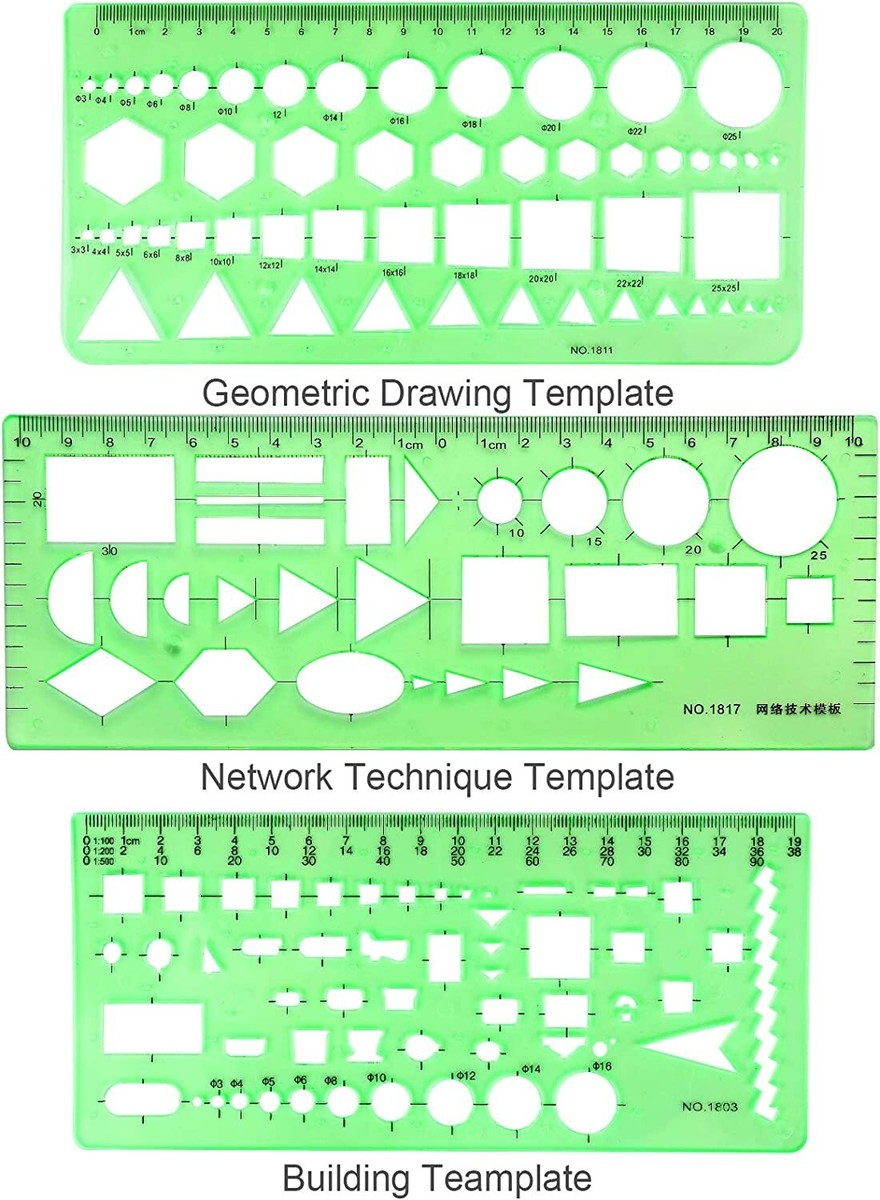 Template Drawing Measure Plastic Stencil Rulers Drafting Taicans Geometric Drawing Template ...