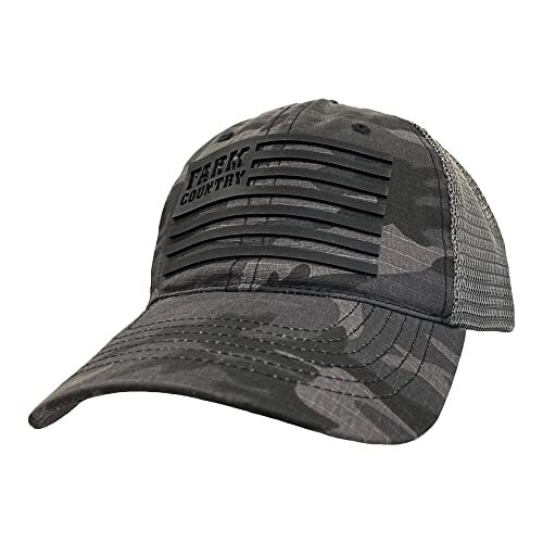 LP82704 - John Deere Camo Farm Country Flag 6 Panel Mesh Hat