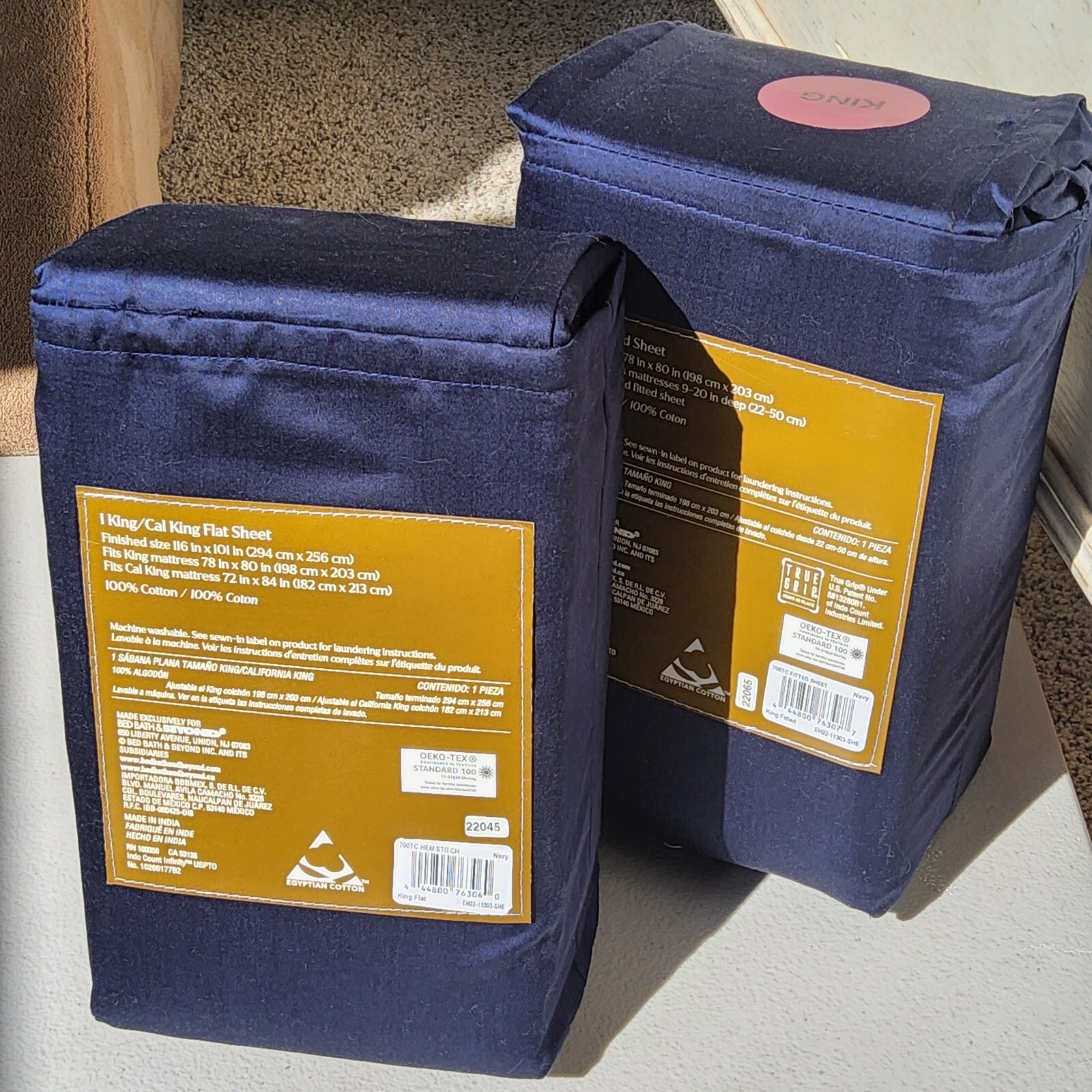 4pc Everhome Egyptian Cotton 700 TC King Fitted & Flat Sheets Pillow