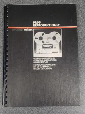 Studer/Revox PR99 Repro Only OPERATING INSTRUCTIONS, SET OF SCHEMATICS