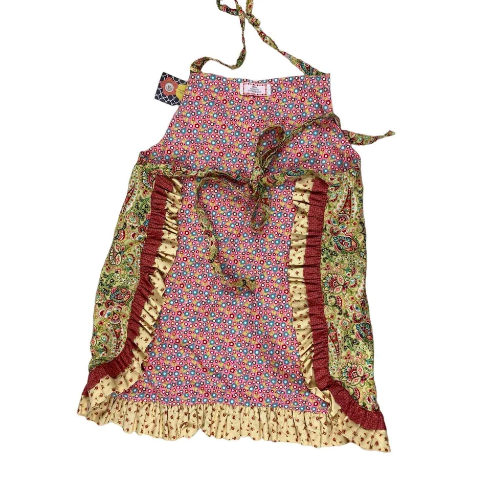 NWT Libbylu Women's Multicolored Floral Handmade Ruffle Kitchen Bib Apron - Image 4 of 4