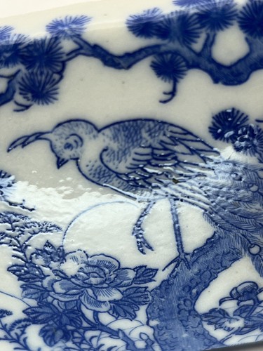 19C Chinese Blue & White Square Porcelain Box Bird & Flower Motif - Picture 18 of 22