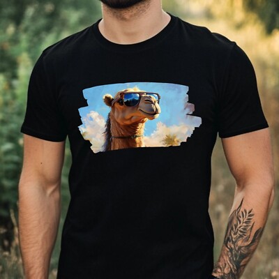 Mens Camel Sunglasses Print Cotton T-Shirt Size XS to 5XL