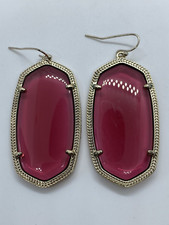 Kendra Scott Danielle Earrings Berry Glass Gold tone Dangle