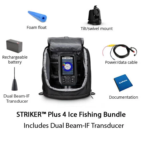 Garmin STRIKER Plus 4 Ice Fishing Bundle w/Dual Beam-IF Transducer  010-01870-30