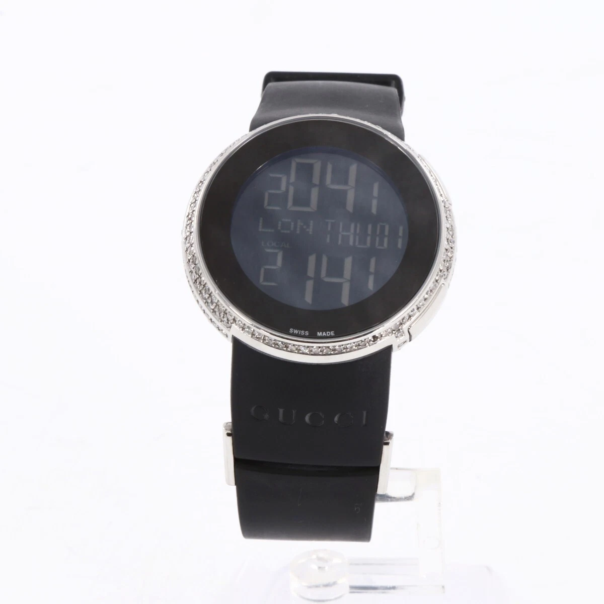 Gucci YA114202 Diamond Digital I Gucci Orologio da donna con cinturino in gomma nero (PZ2002158)