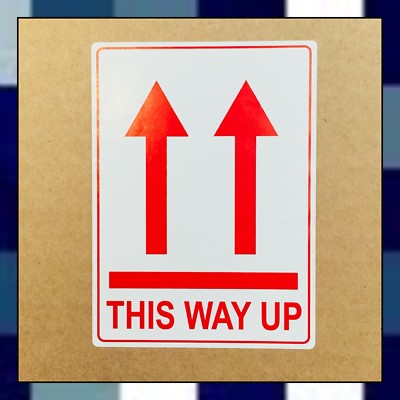 THIS WAY UP ETIKETTEN / VERPACKUNGSETIKETTEN x 50 - 74 mm x 101,6 mm THIS WAY UP AUFKLEBER