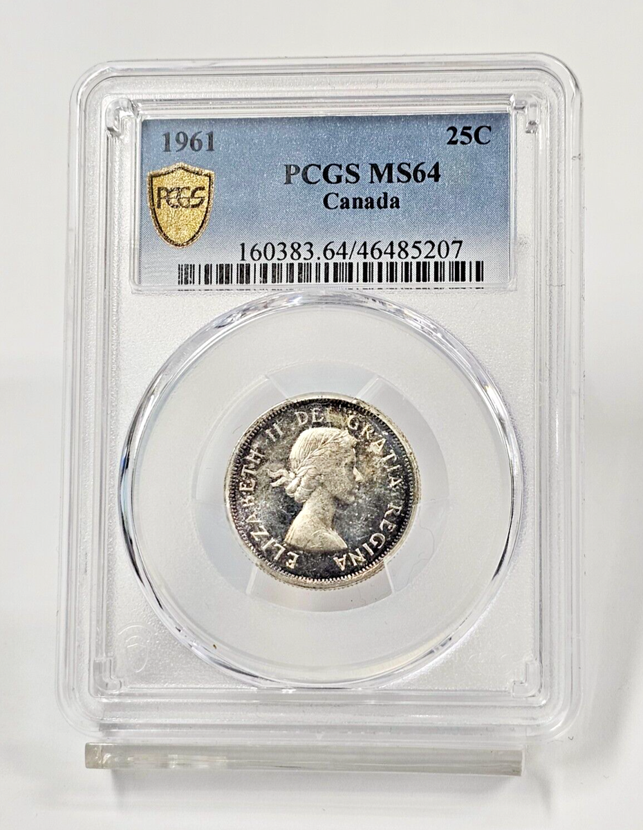 本物保証 GBCA鑑定 MS61 雲南省造龍 20C 希少 古銭 优 1961- Canada Silver Quarter 25 Cents PCGS Graded Uncirculated MS64