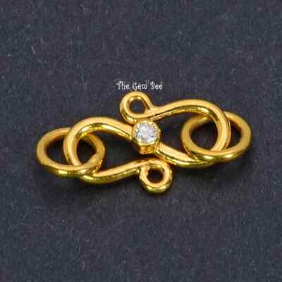 8.5mmx12mm 18k Solid Gold Classic S Hook Clasp Finding Brilliant Diamond Accent