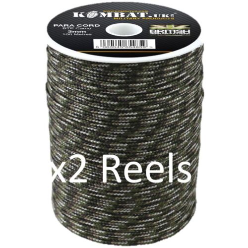 REEL CAVO PARA MILITARE 100m x2 REEL ESERCITO MTP BTP MIMETICO 3MM BASHA BIVVI GUY ROPE - Foto 4 di 11