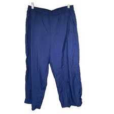 Vintage 90s Nike Navy Blue Nylon Cropped Ankle Windbreaker Pants Womens XL