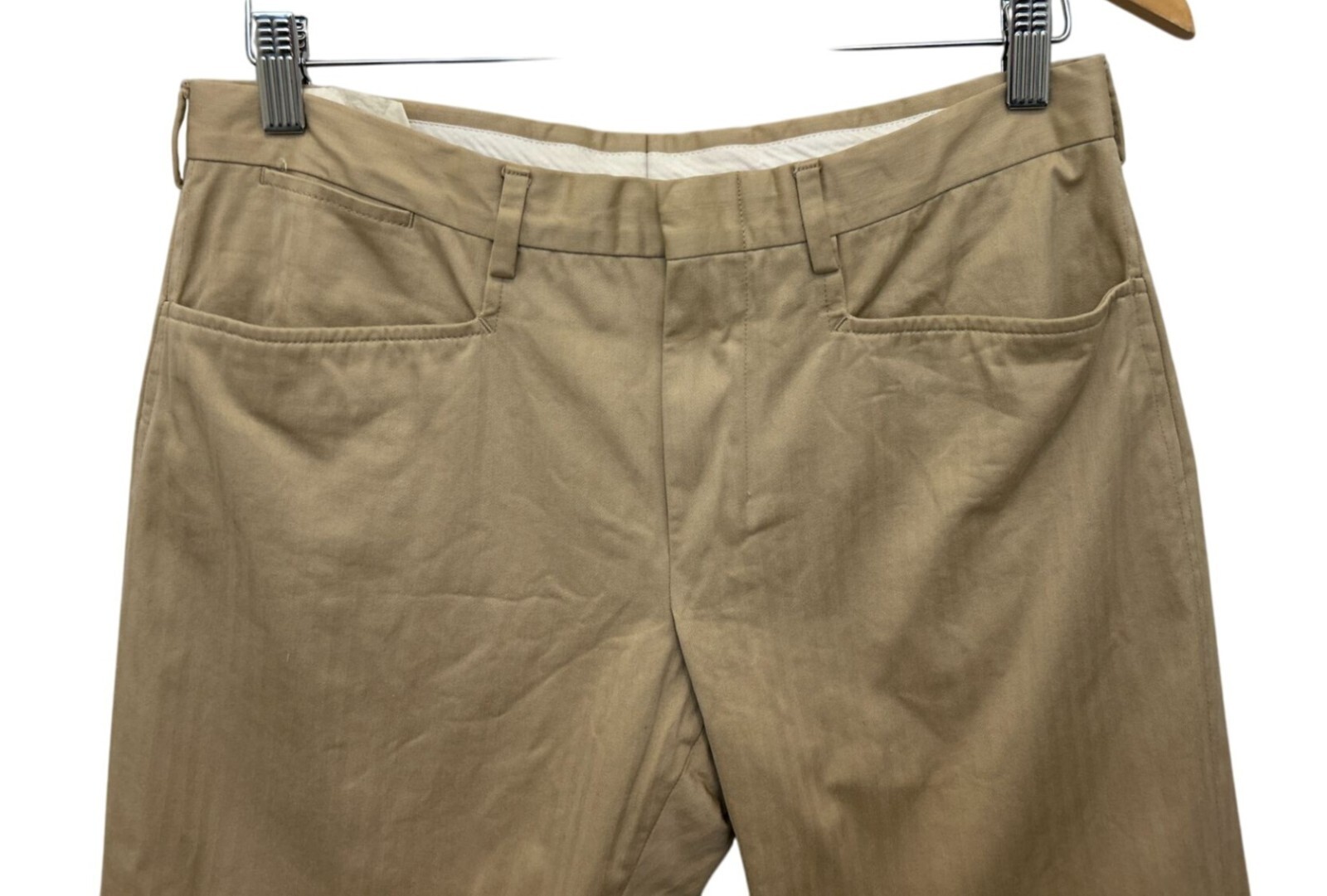 Pantalone uomo Yves Saint Laurent beige cotone piatto davanti sartoriale taglia 46$