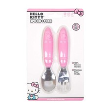 Bumkins Toddler Pink Hello Kitty Spoon Fork Set NEW