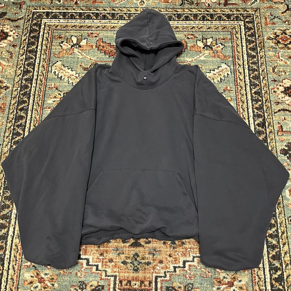 Yeezy Gap Balenciaga Padded Hoodie Dark Grey XXL 2XL Rare Small Logo