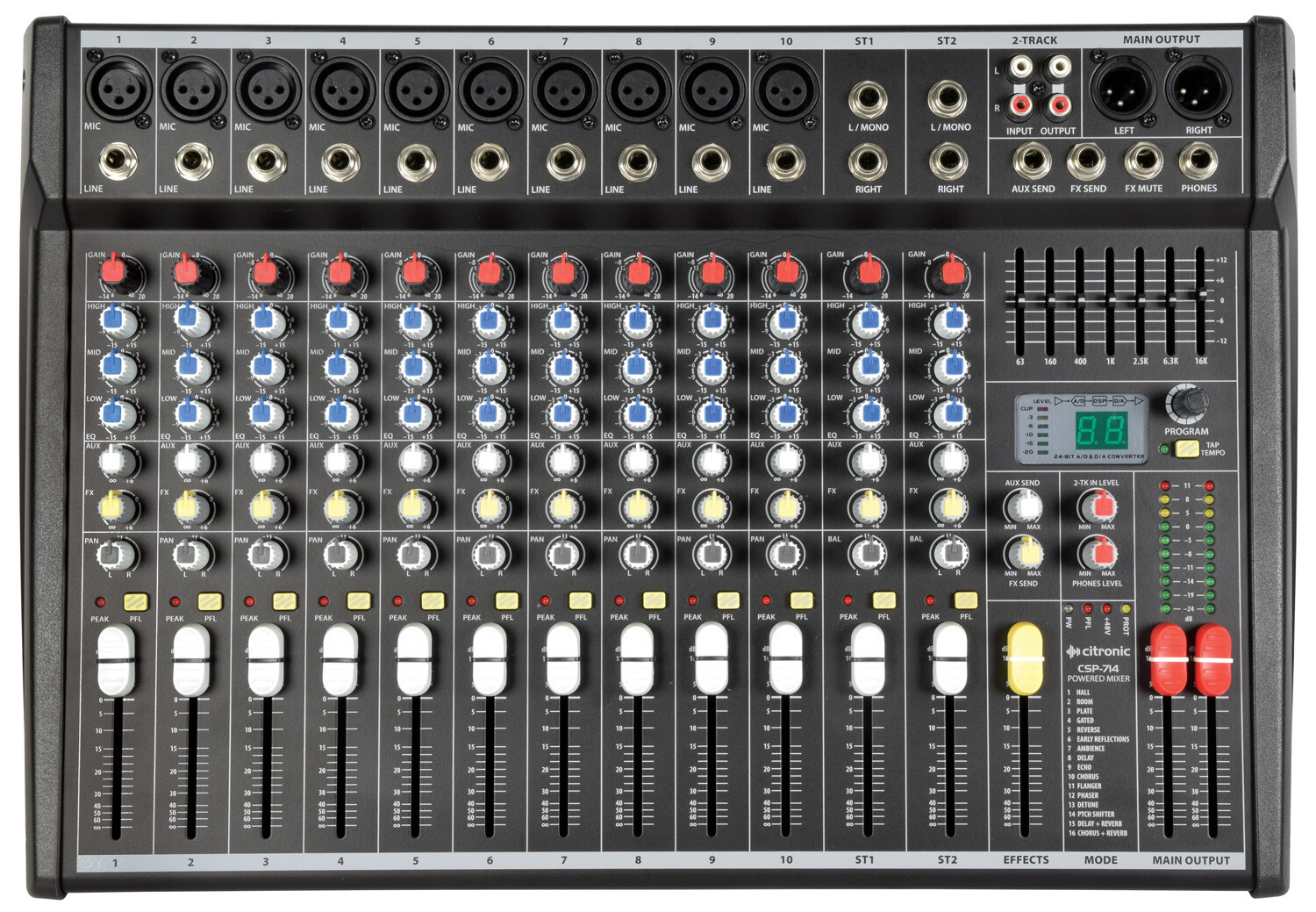 Citronic CSP 14-Channel Powered Mixer Amplifier 700w RMS Digital DSP FX