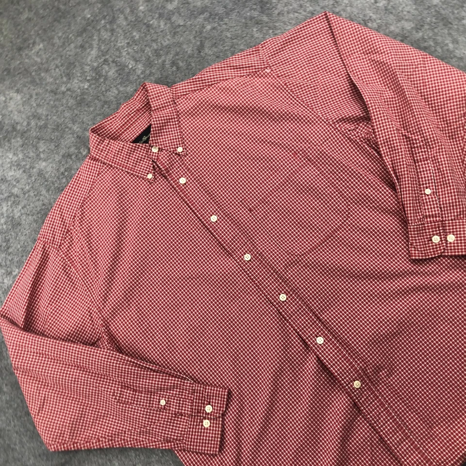 Camisa Eddie Bauer Para Hombre Mediana Roja Cuadros Manga Larga Informal Algodón Abotonada Foto 3 de 4