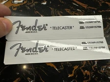 2Pcs FENDER TELECASTER With Serial No Guitar Vinyl UV Headstock Decals Sticker
