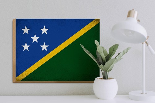 Holzschild Flagge Salomonen 40x30 cm Solomon Islands Vintag Schild wooden sign - Picture 4 of 5