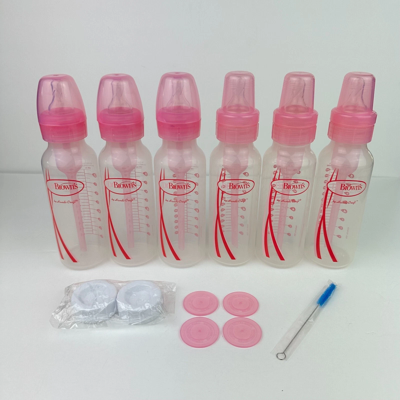 Dr. Brown's Natural Flow Anti-Colic Options+ 8oz Pink Baby Bottles Set of 6 NEW