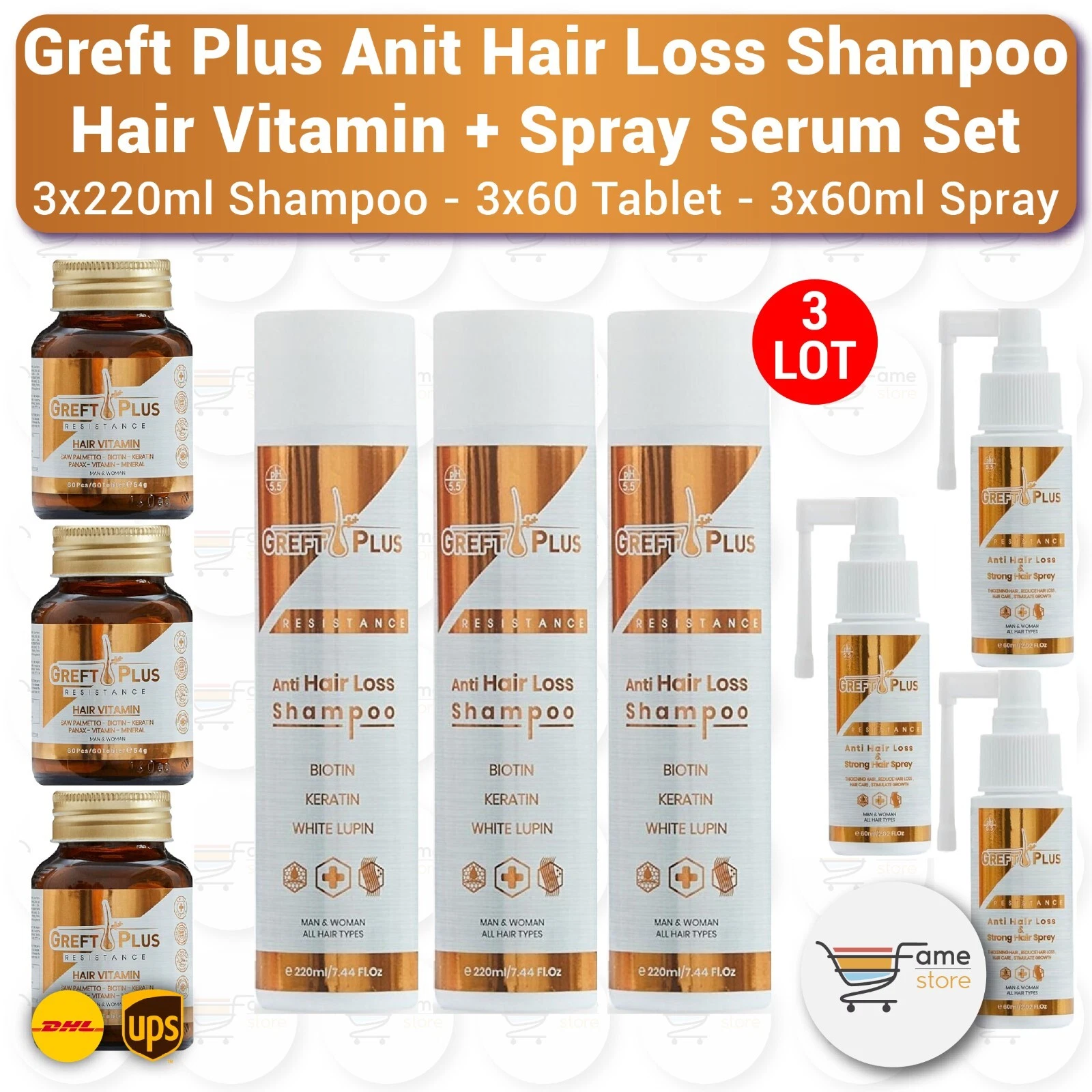 Greft Plus 3 Months Anit Hair Loss Hair Set (Shampoo + Hair Vitamin + Spray)