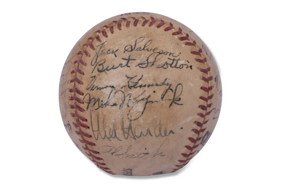 1948 Cleveland Indians World Series Champs Team Signed Baseball Beckett COA - Image 4 of 4