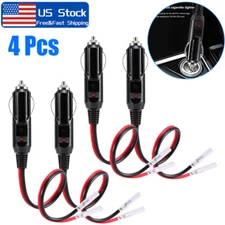 4Pcs Car Fused Cigarette Lighter Adapter Male Plug Replacement with LED Light US