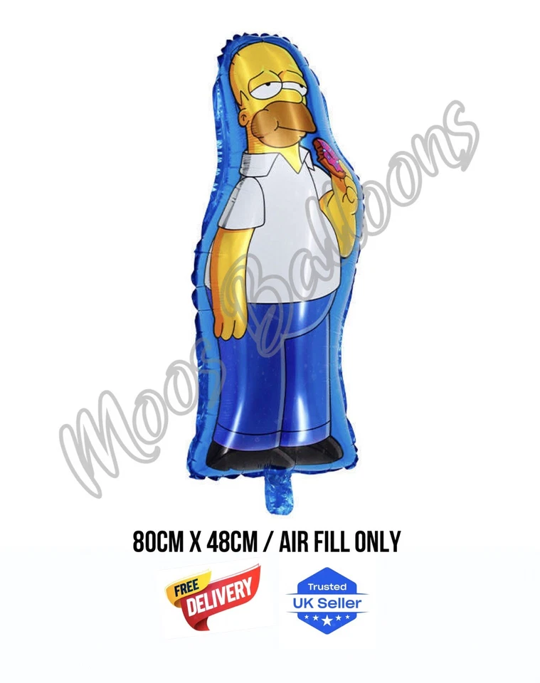The Simpsons Homer Foil Balloon 80cm x 48cm Birthday Party Decor UK Seller