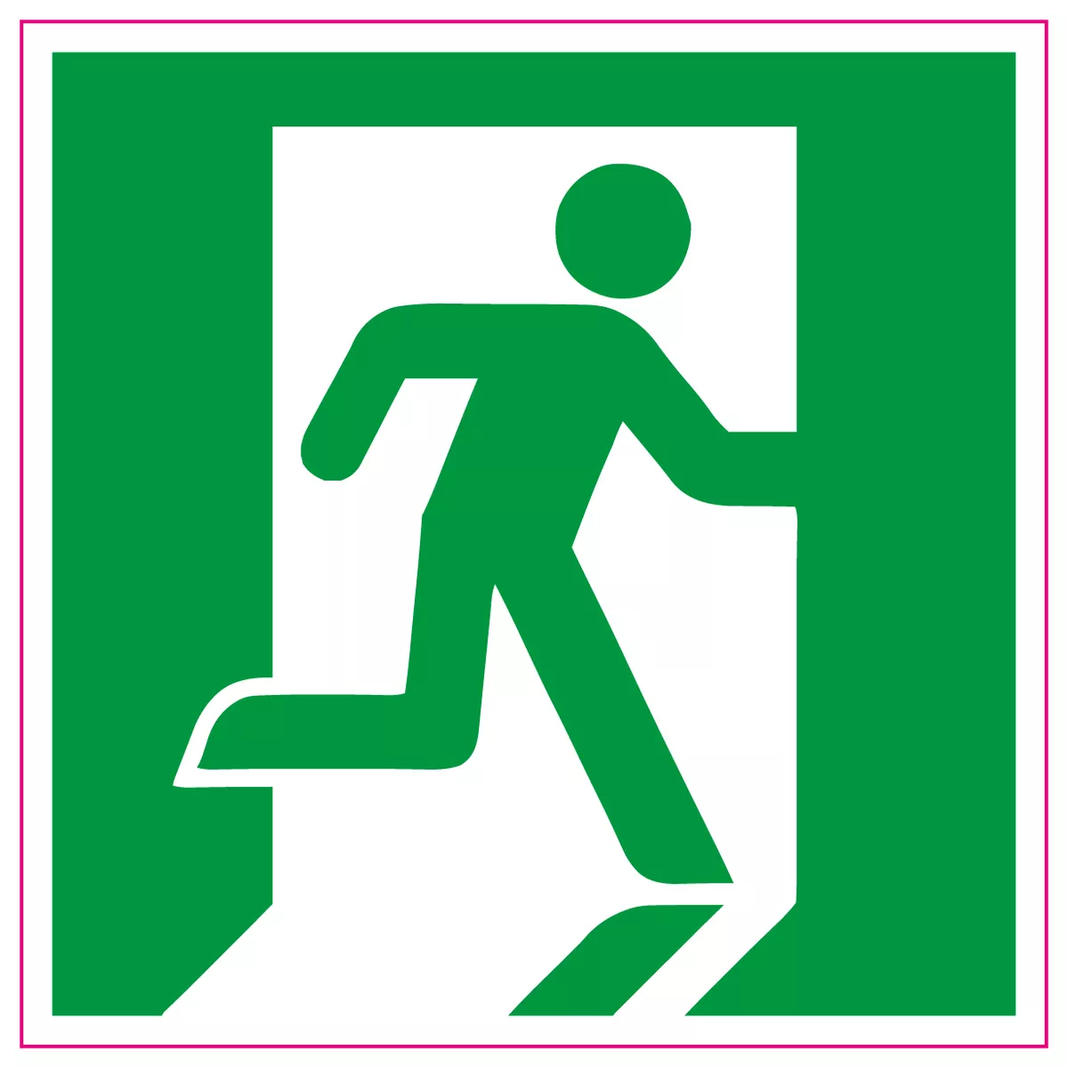 Fire Exit Running Man RIGHT GREEN Sign Stickers Health and safety 100x100mm