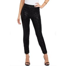 Tipsy Elves Black Sequin High Waisted Leggings Medium NWT