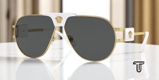 VERSACE VE2252 147187 Gold Dark Grey 63 mm Men's Sunglasses