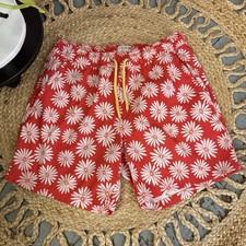 J. Crew Men's Printed Swim Trunks 5  Size S California Poppy White Floral Print