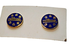 Set Of 2 Club Commodore Vintage Collectible Pins Round Blue